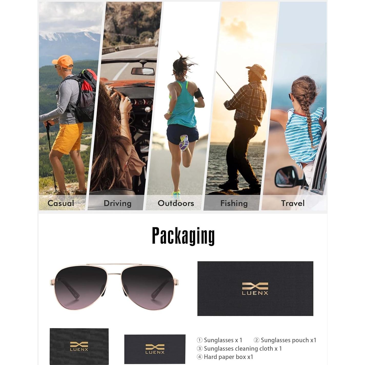 Gafas de sol LUENX Aviador polarizadas UV400 para hombres