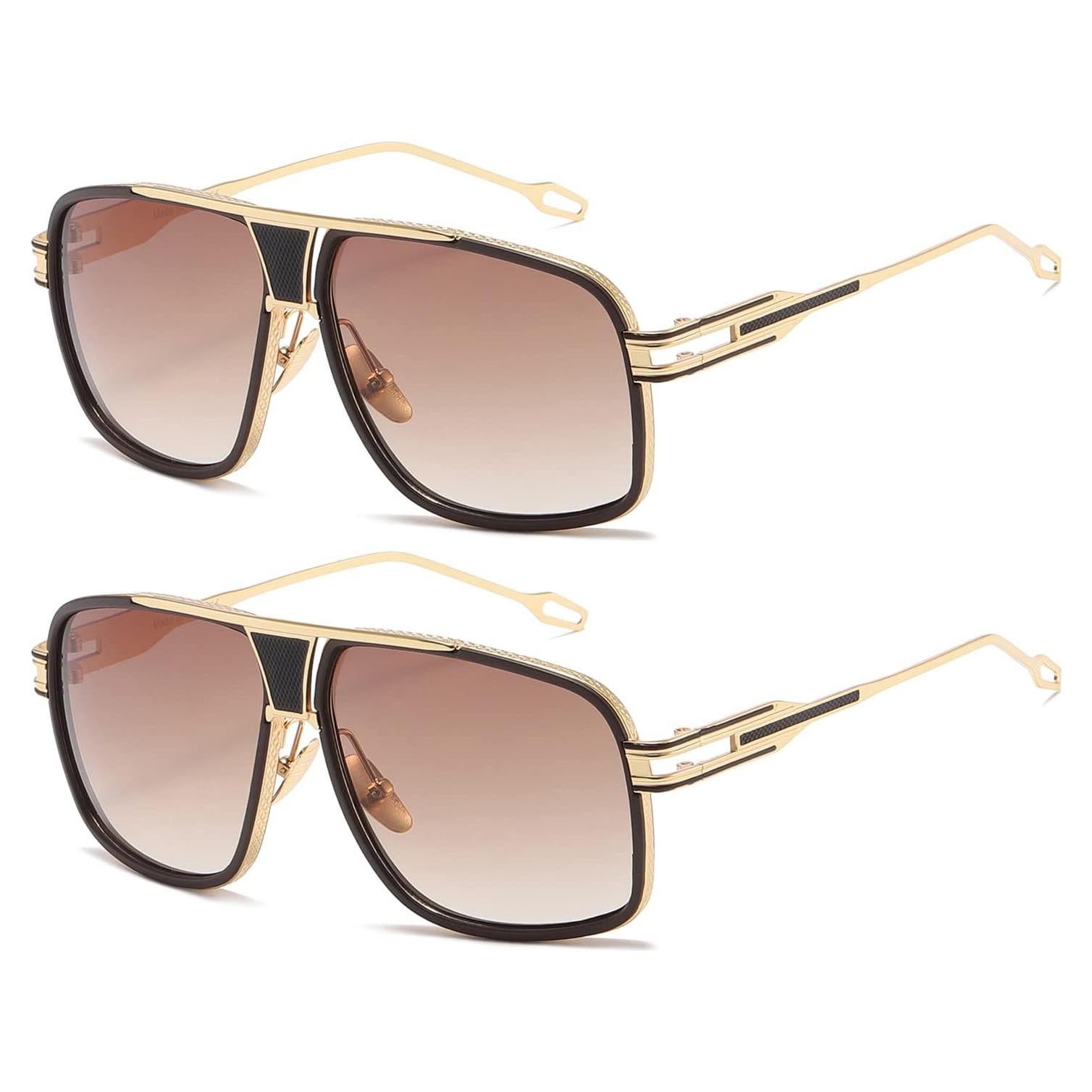 Gafas de sol AEVOGUE para hombres Marco Dorado Lente Marrón