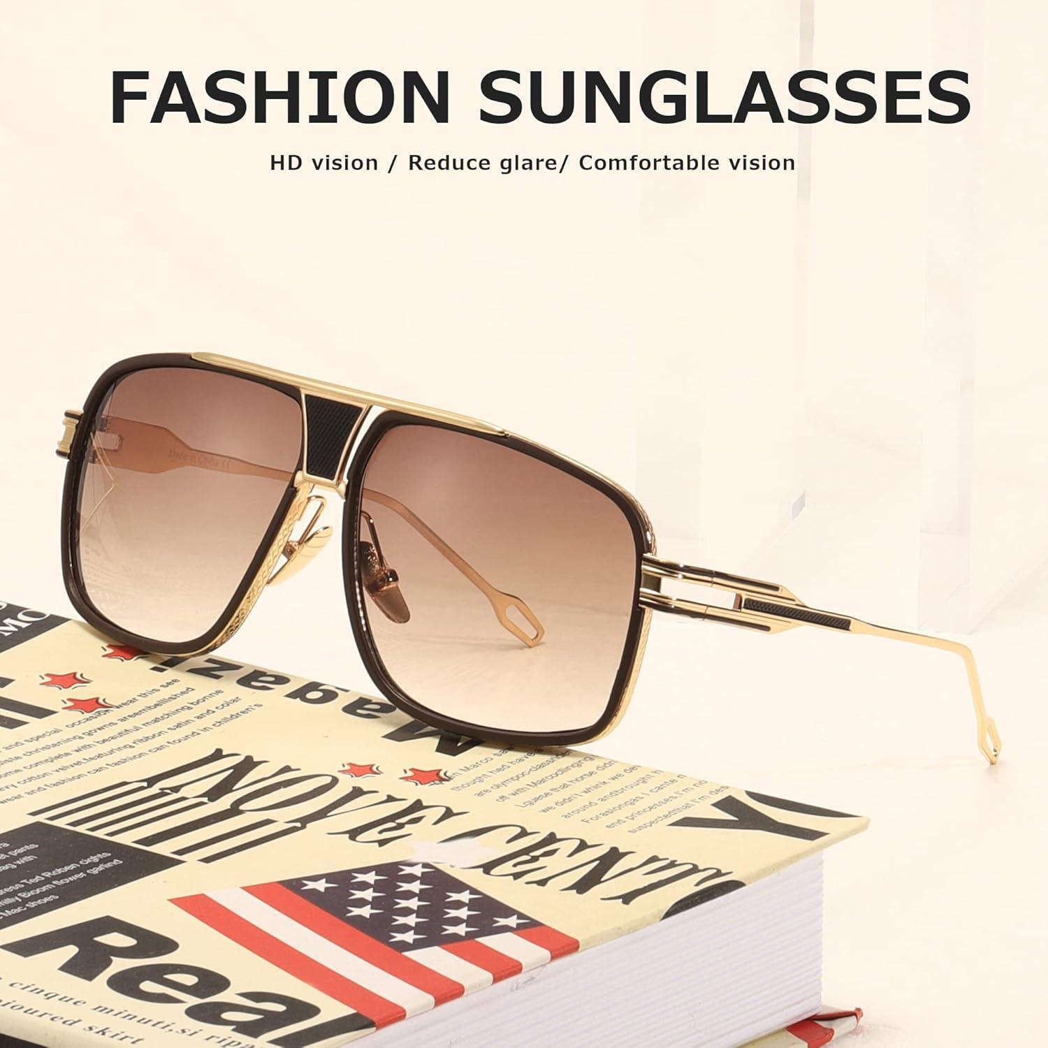 Gafas de sol AEVOGUE para hombres Marco Dorado Lente Marrón