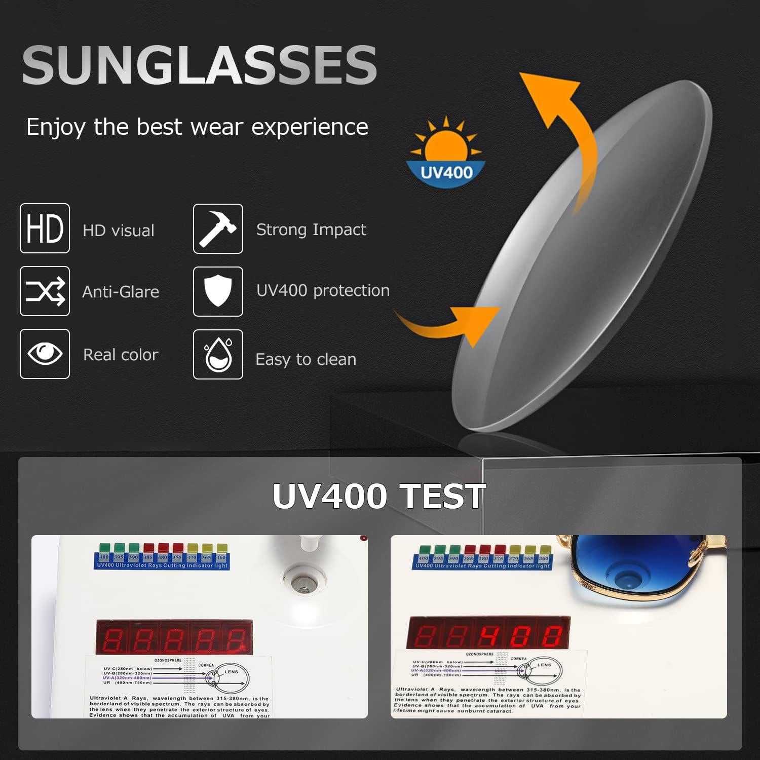 Gafas de sol AEVOGUE para hombres Marco dorado Lente azul