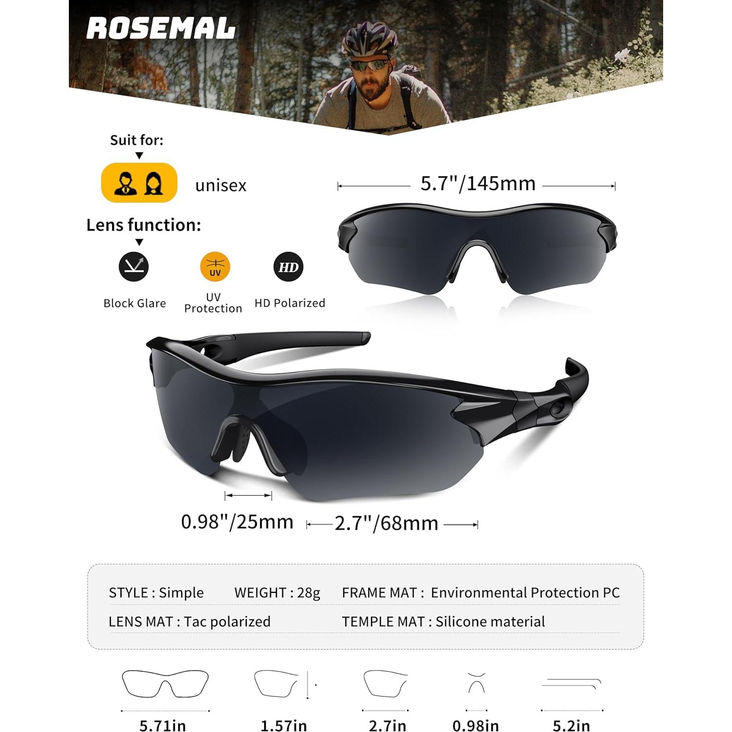 Gafas de sol deportivas Rosemal modelo 7221 UV400 TR90
