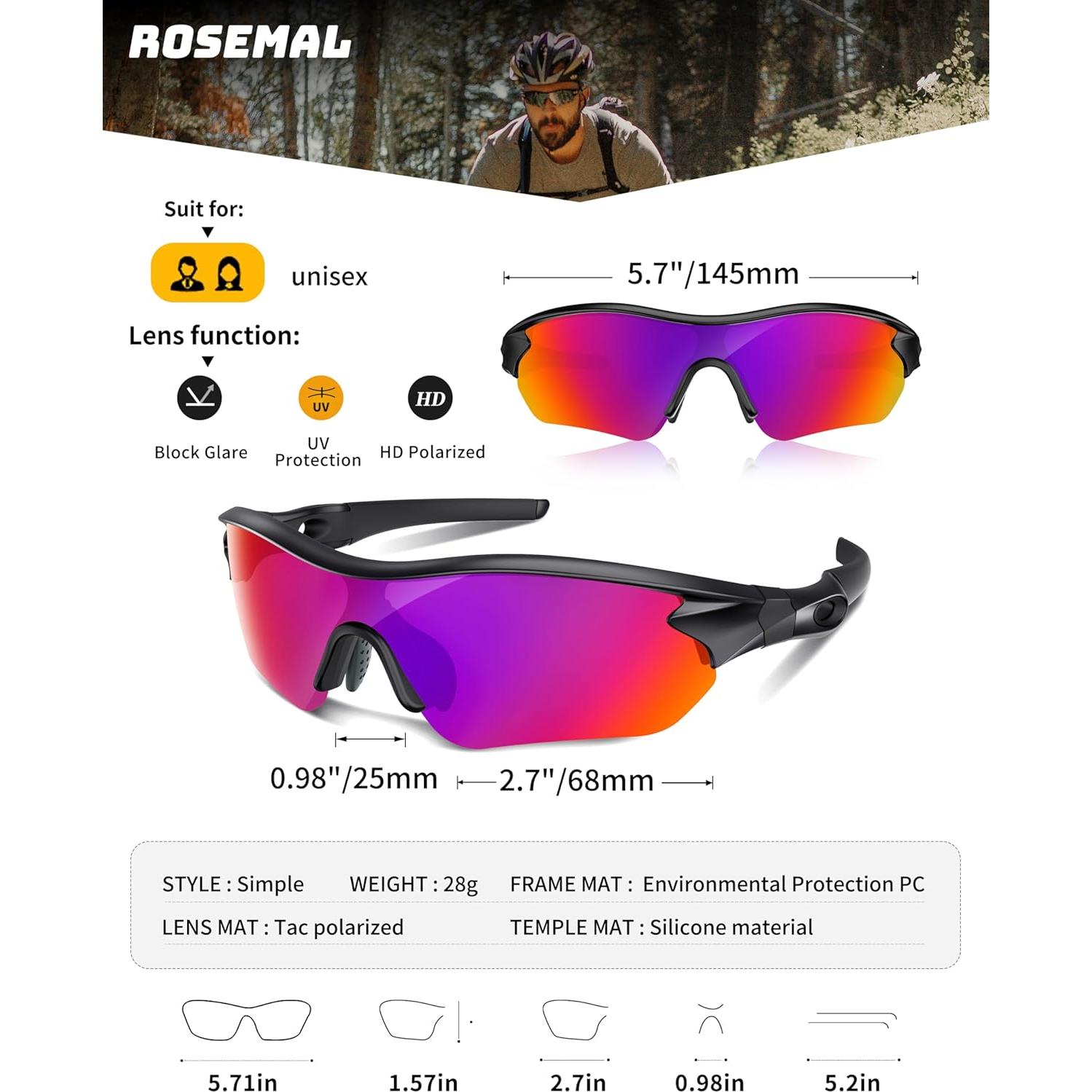 Gafas de sol deportivas Rosemal 7221 polarizadas UV400