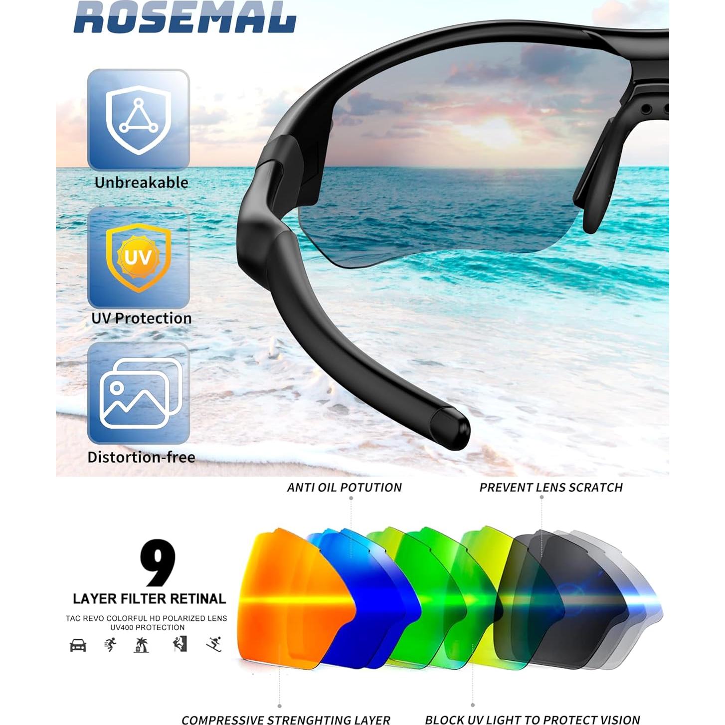 Gafas de sol deportivas Rosemal 7221 polarizadas UV400