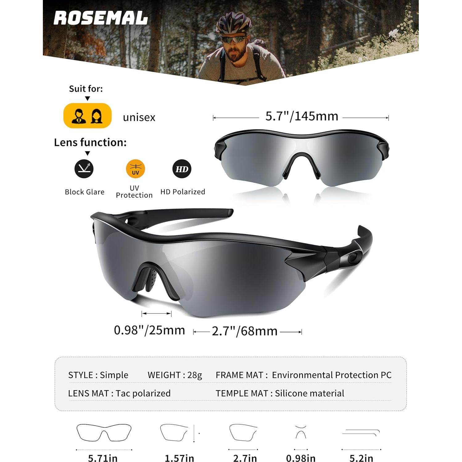 Gafas de sol deportivas Rosemal 7221 polarizadas UV400