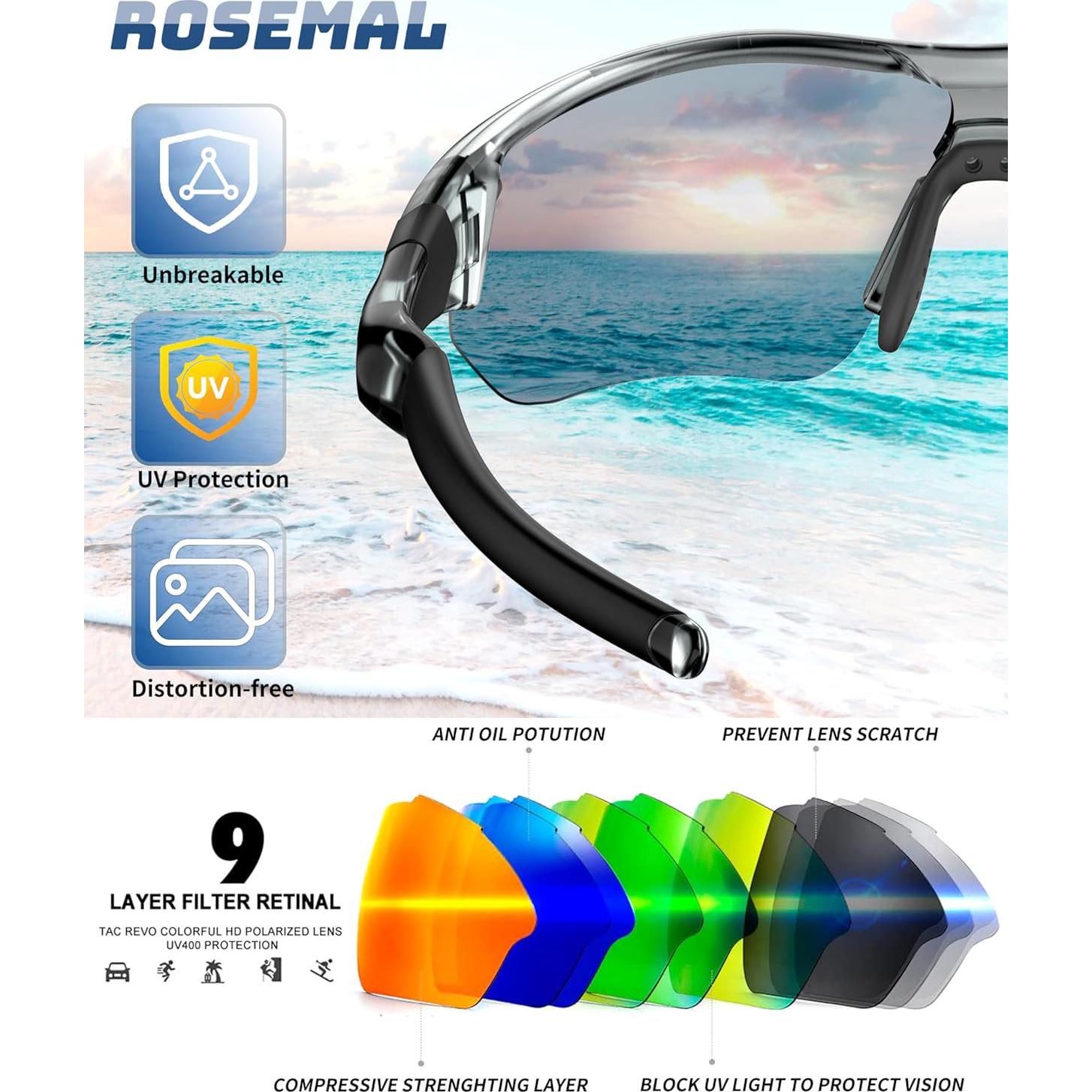 Gafas de Sol Deportivas Rosemal UV400 Polarizadas TR90