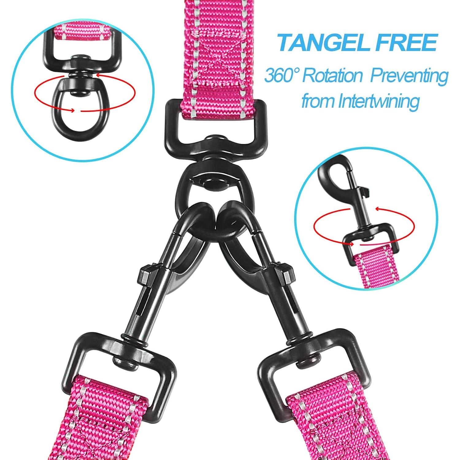 Correa Doble para Perros PetBonus Rosa Grande Reflectante