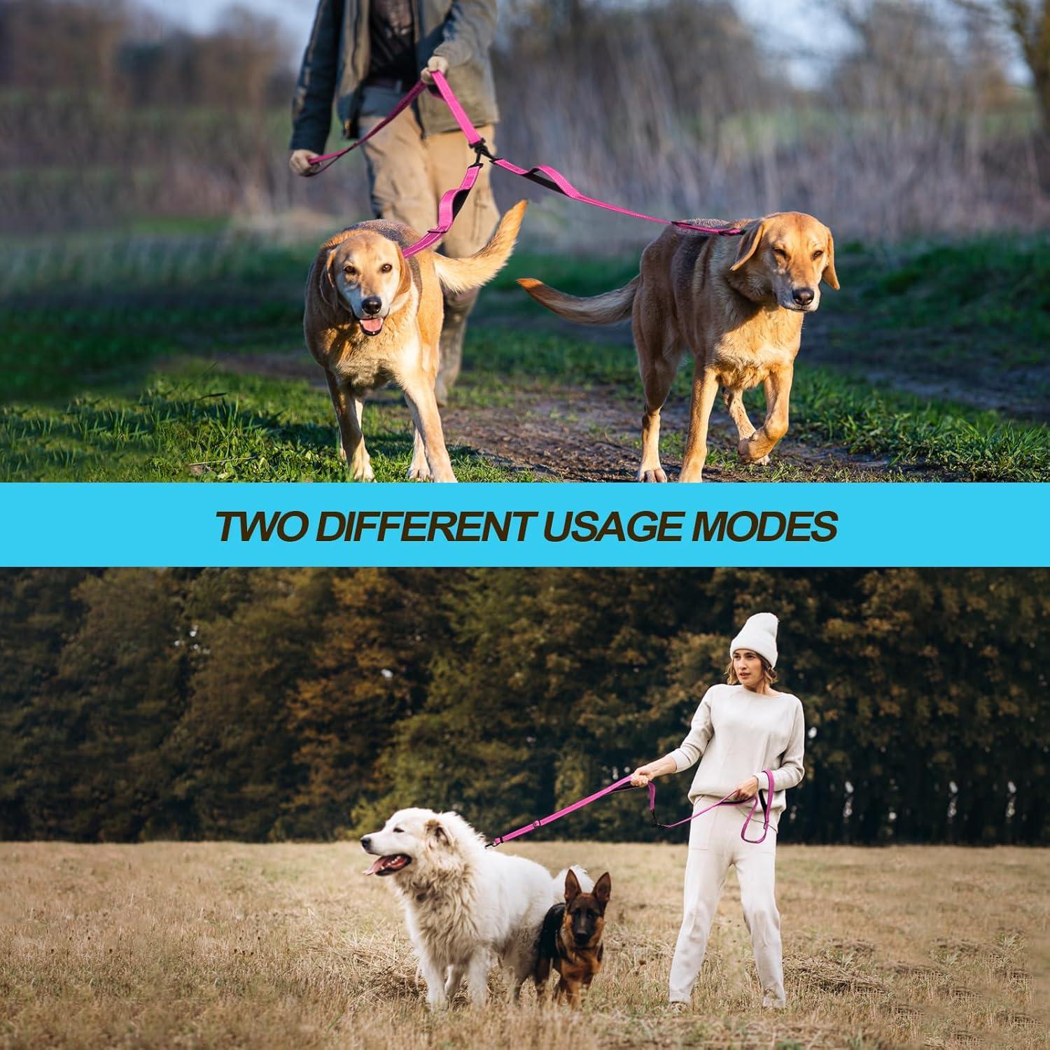 Correa Doble para Perros PetBonus Rosa Grande Reflectante