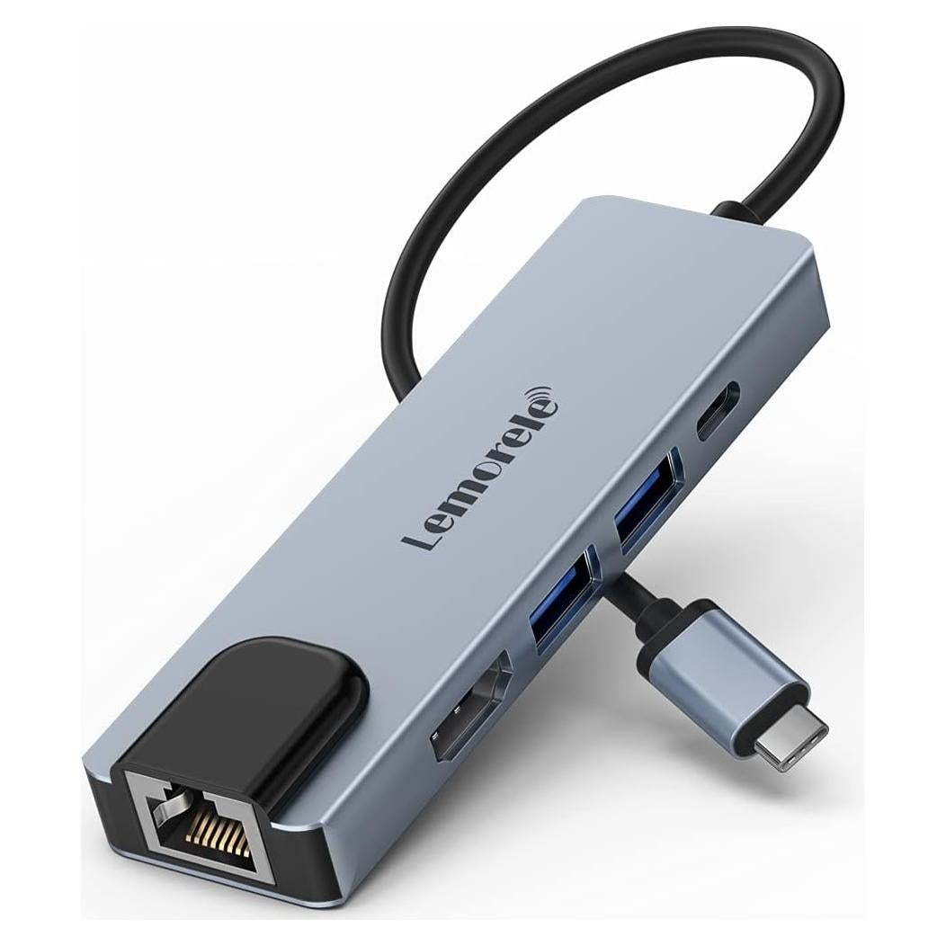 Hub USB C Lemorele 5-en-1 con HDMI 4K y Ethernet