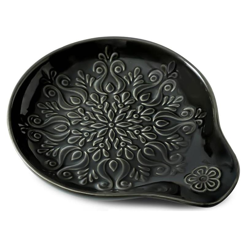 Soporte de Cuchara de Cerámica Howise Negro-A3 para Cocina