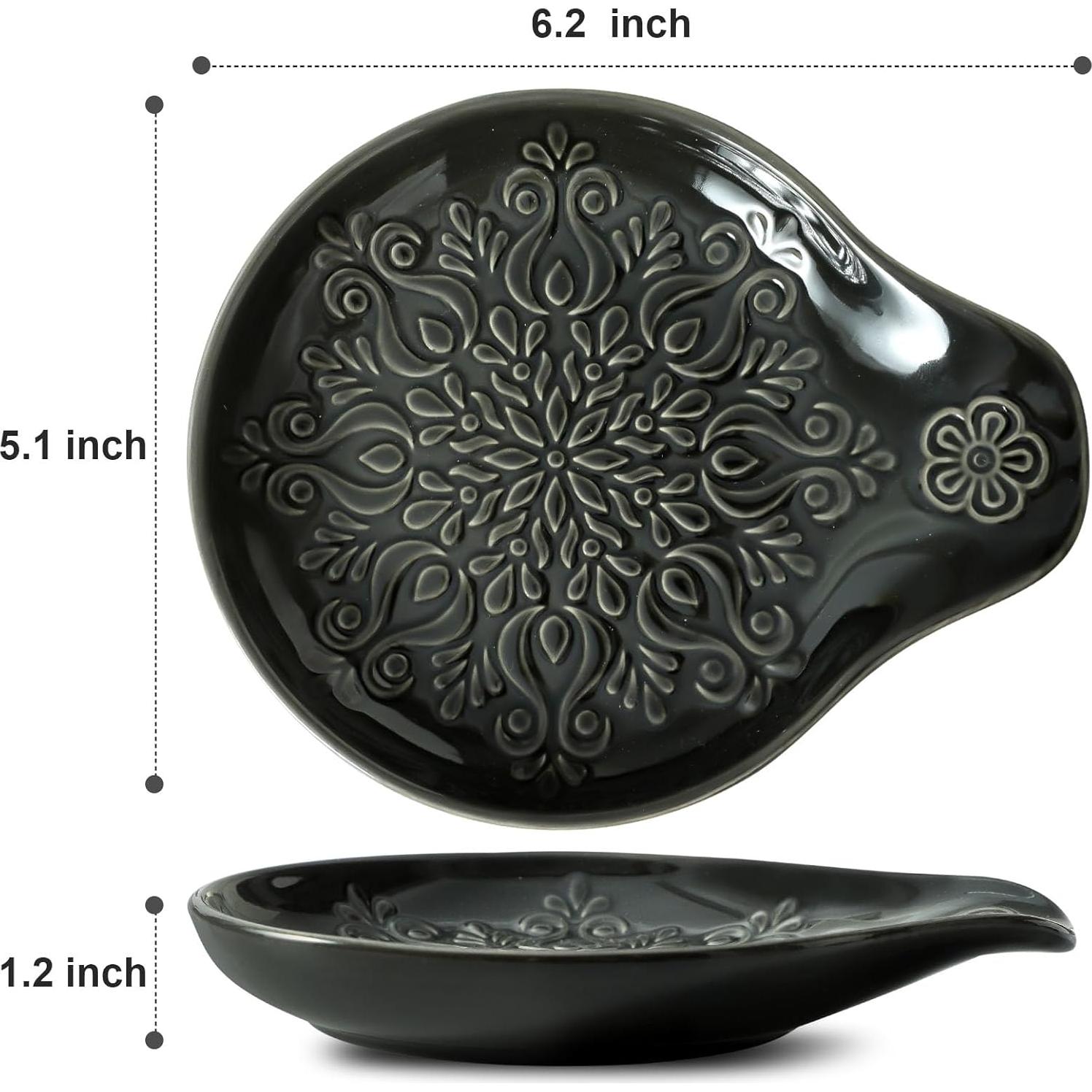 Soporte de Cuchara de Cerámica Howise Negro-A3 para Cocina