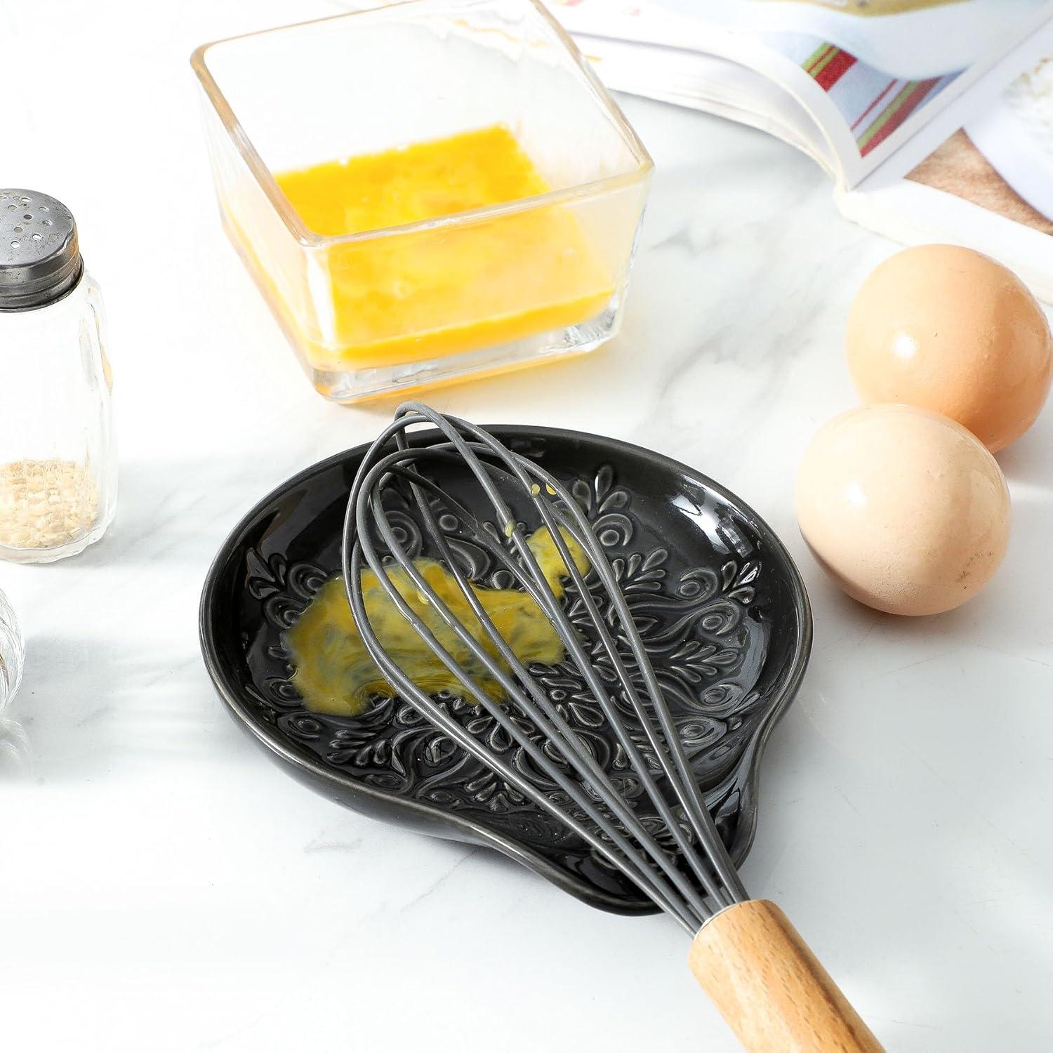 Soporte de Cuchara de Cerámica Howise Negro-A3 para Cocina