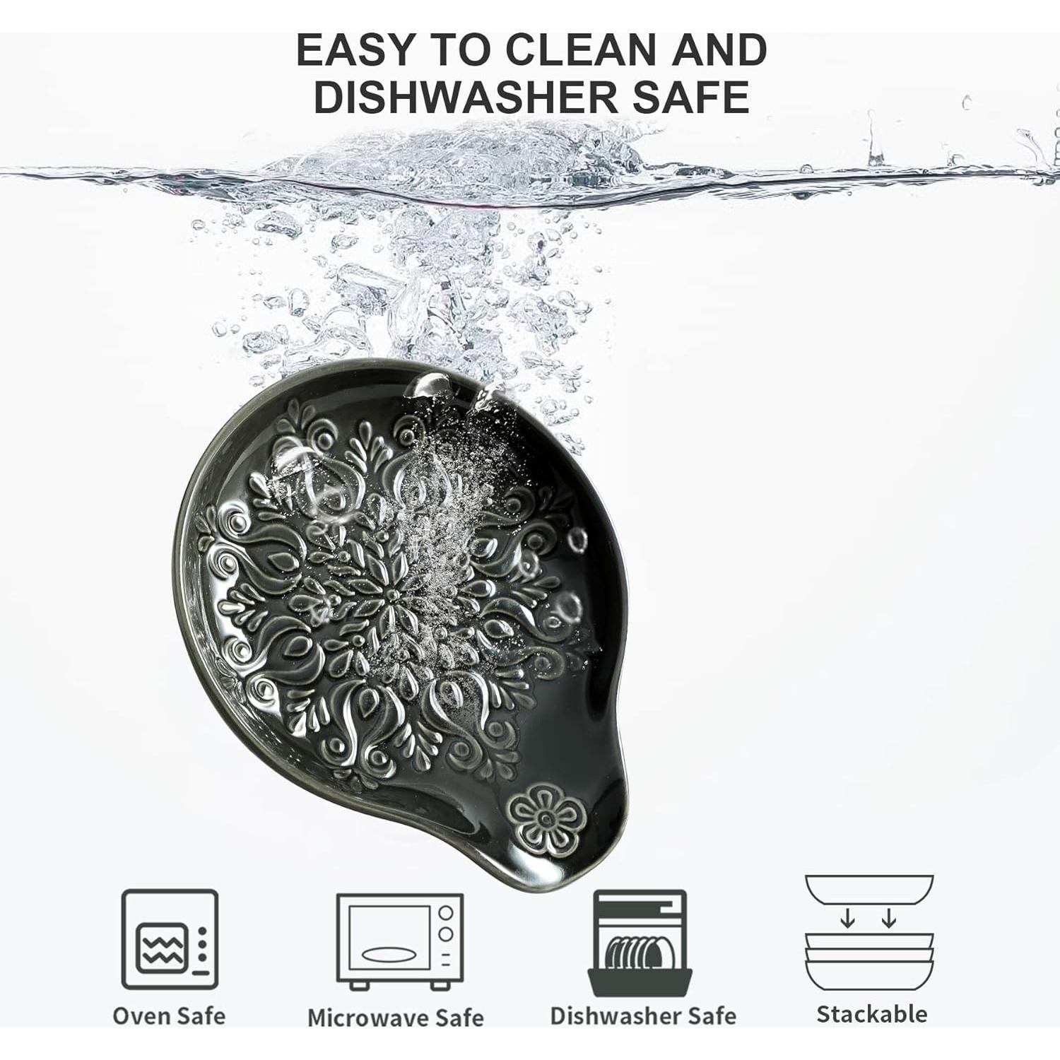 Soporte de Cuchara de Cerámica Howise Negro-A3 para Cocina