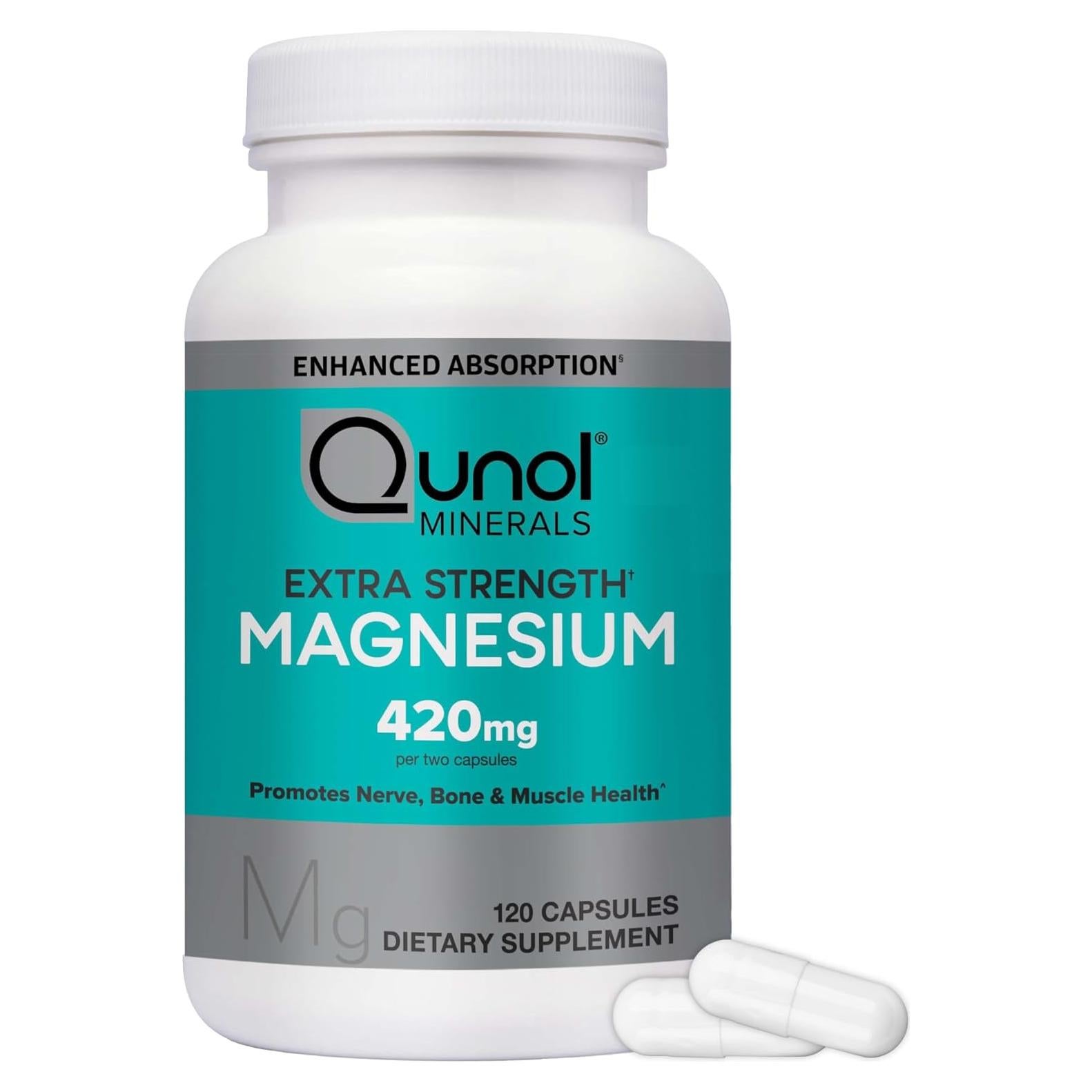 Cápsulas de Magnesio Qunol 420mg Alta Absorción 120 Unidades