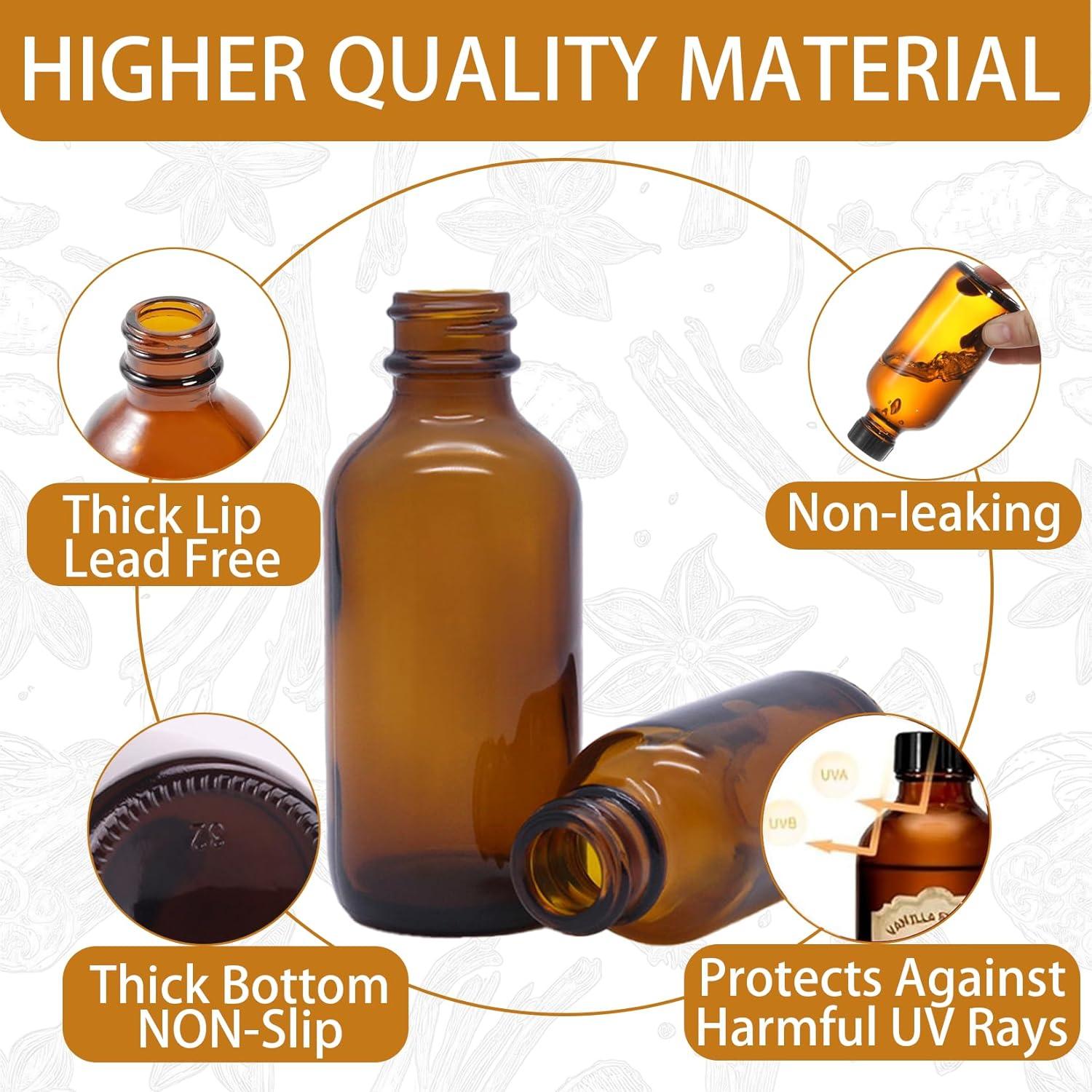 Paquete de 6 botellas de vidrio ámbar 59ml DIDITIME con embudo