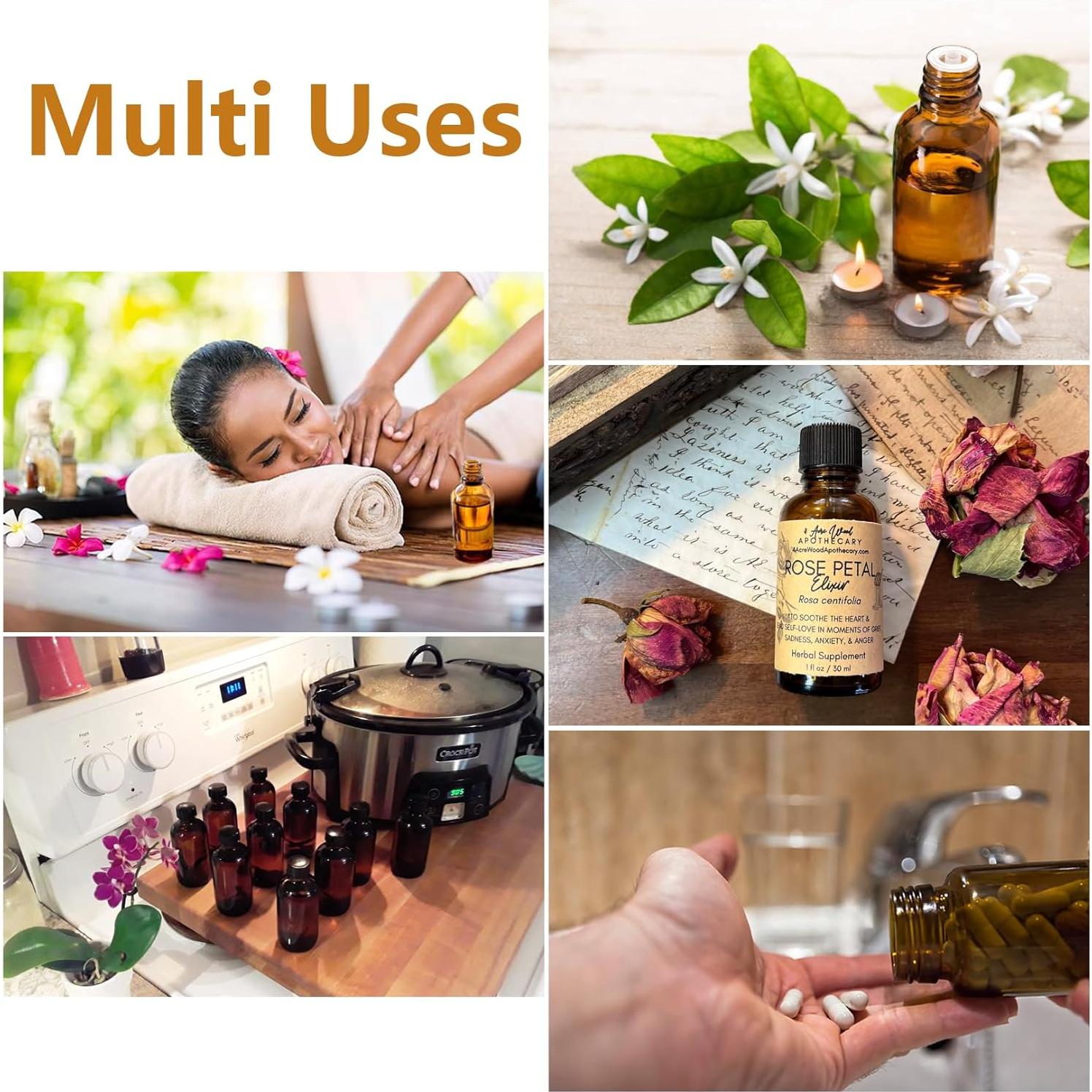 Paquete de 6 botellas de vidrio ámbar 59ml DIDITIME con embudo