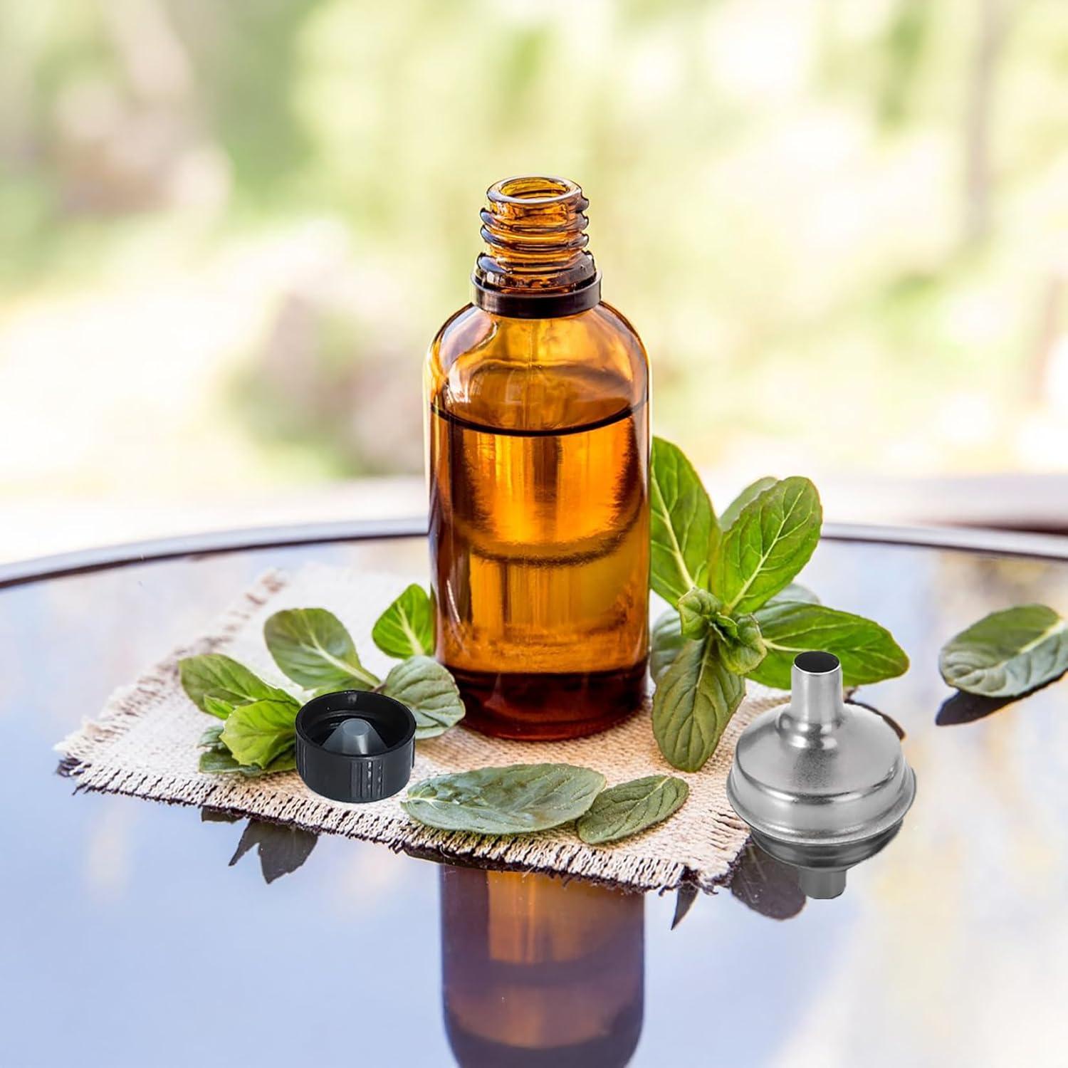 Paquete de 6 botellas de vidrio ámbar 59ml DIDITIME con embudo