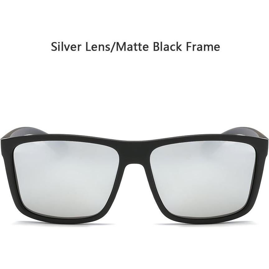 Gafas de Sol Polarizadas Hombre - Lente Plateada Marco Negro