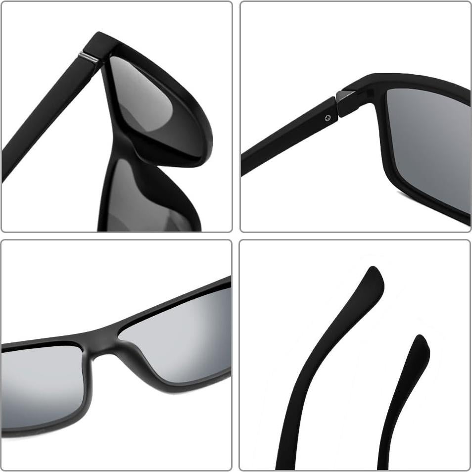 Gafas de Sol Polarizadas Hombre - Lente Plateada Marco Negro