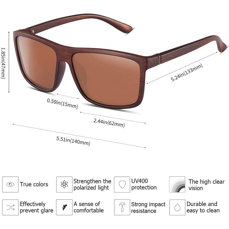 Gafas de Sol Polarizadas Hombre T6 Lente Marrón Madera
