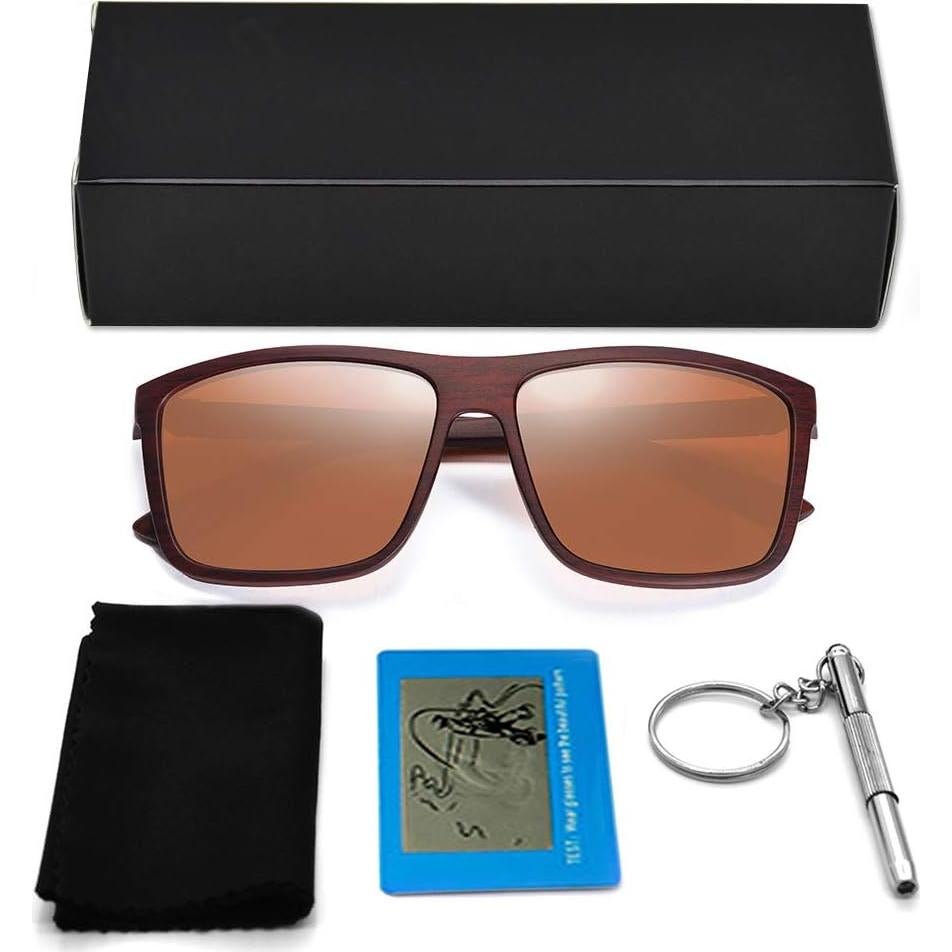 Gafas de Sol Polarizadas Hombre T6 Lente Marrón Madera