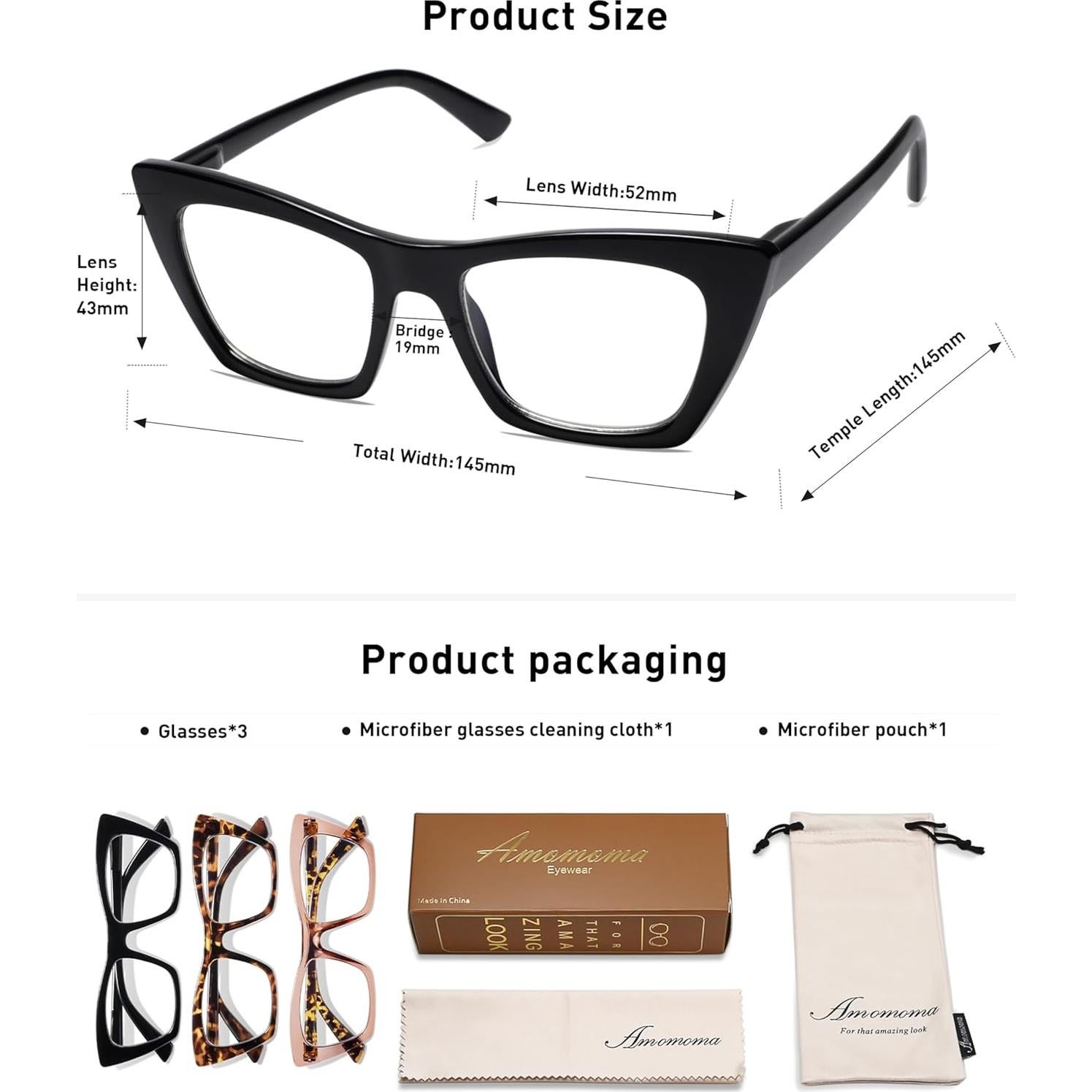 Gafas de Lectura AMOMOMA Ojo de Gato 1.75x UV400