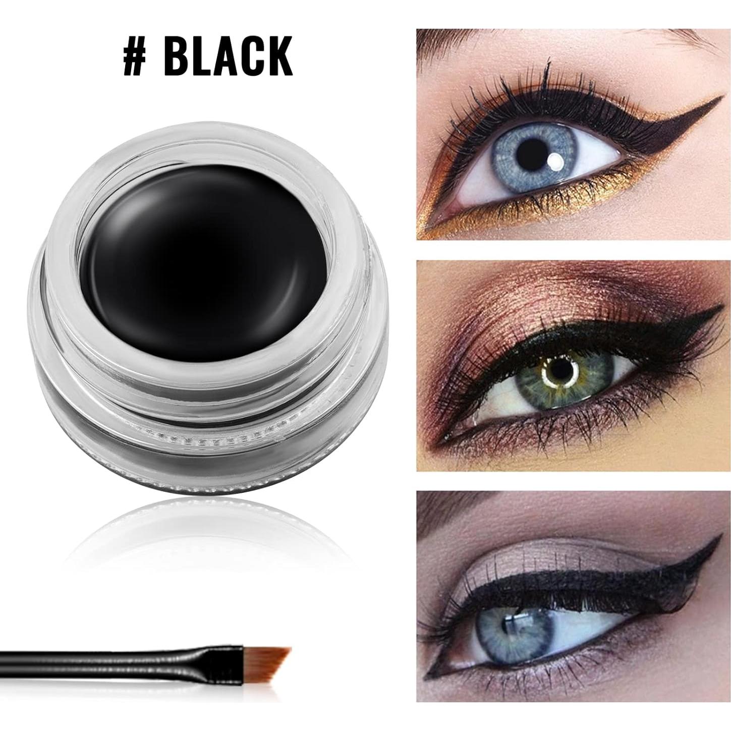 Gel Eyeliner Negro Erinde Impermeable con 2 Pinceles