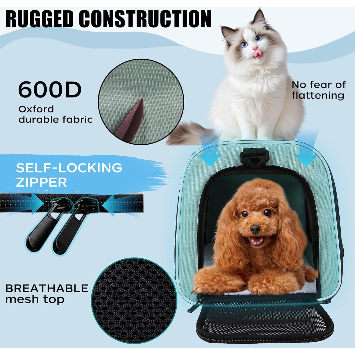 Transportín para Gatos IONRIVER 43x28x28 cm Suave y Ventilado