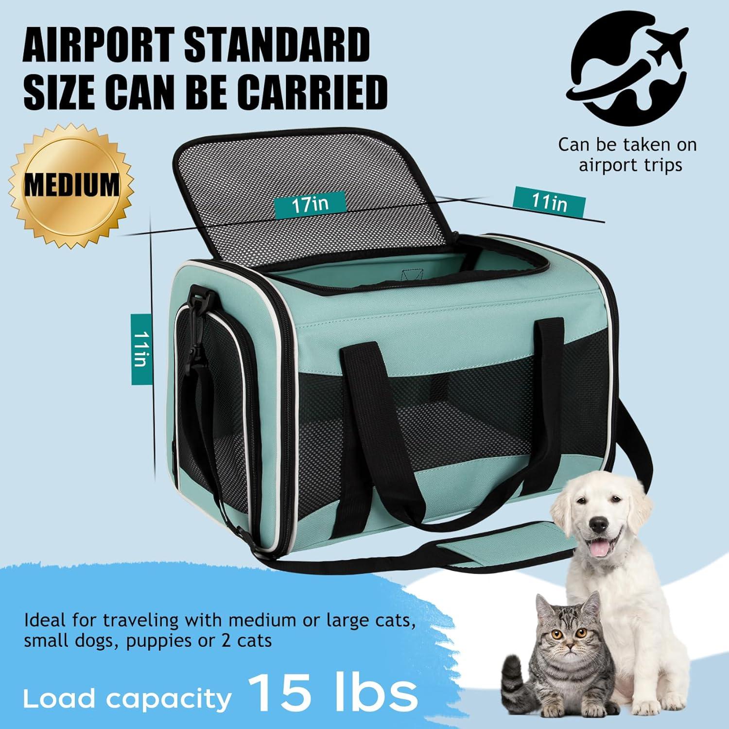Transportín para Gatos IONRIVER 43x28x28 cm Suave y Ventilado