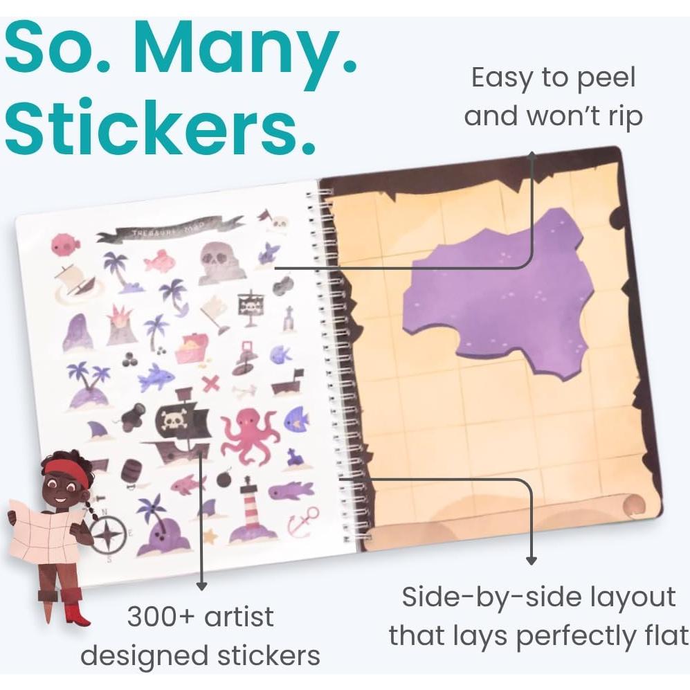 Libro de Pegatinas Pirata CUPKIN - 300+ Pegatinas y Escenas