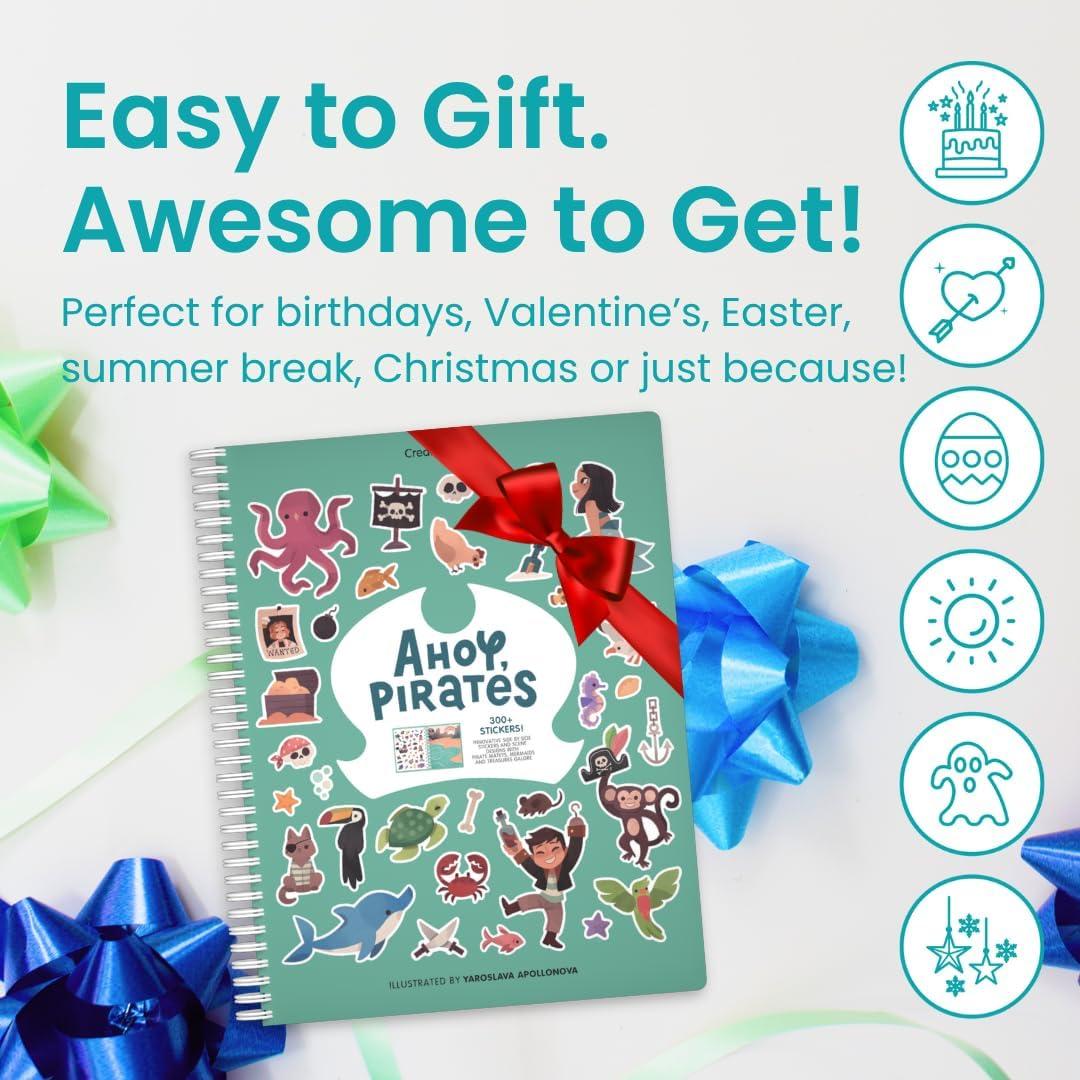 Libro de Pegatinas Pirata CUPKIN - 300+ Pegatinas y Escenas