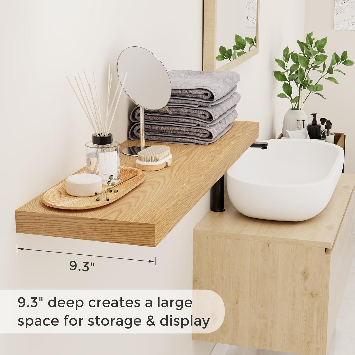 Estantes Flotantes de Madera Roble 90 x 23.6 cm - Juego de 2