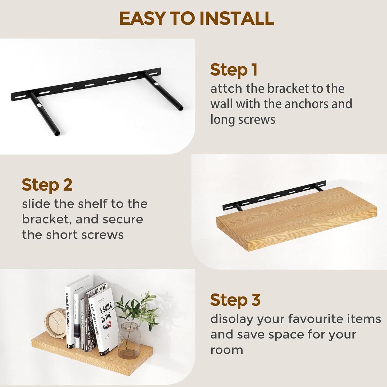 Estantes Flotantes de Madera Roble 90 x 23.6 cm - Juego de 2