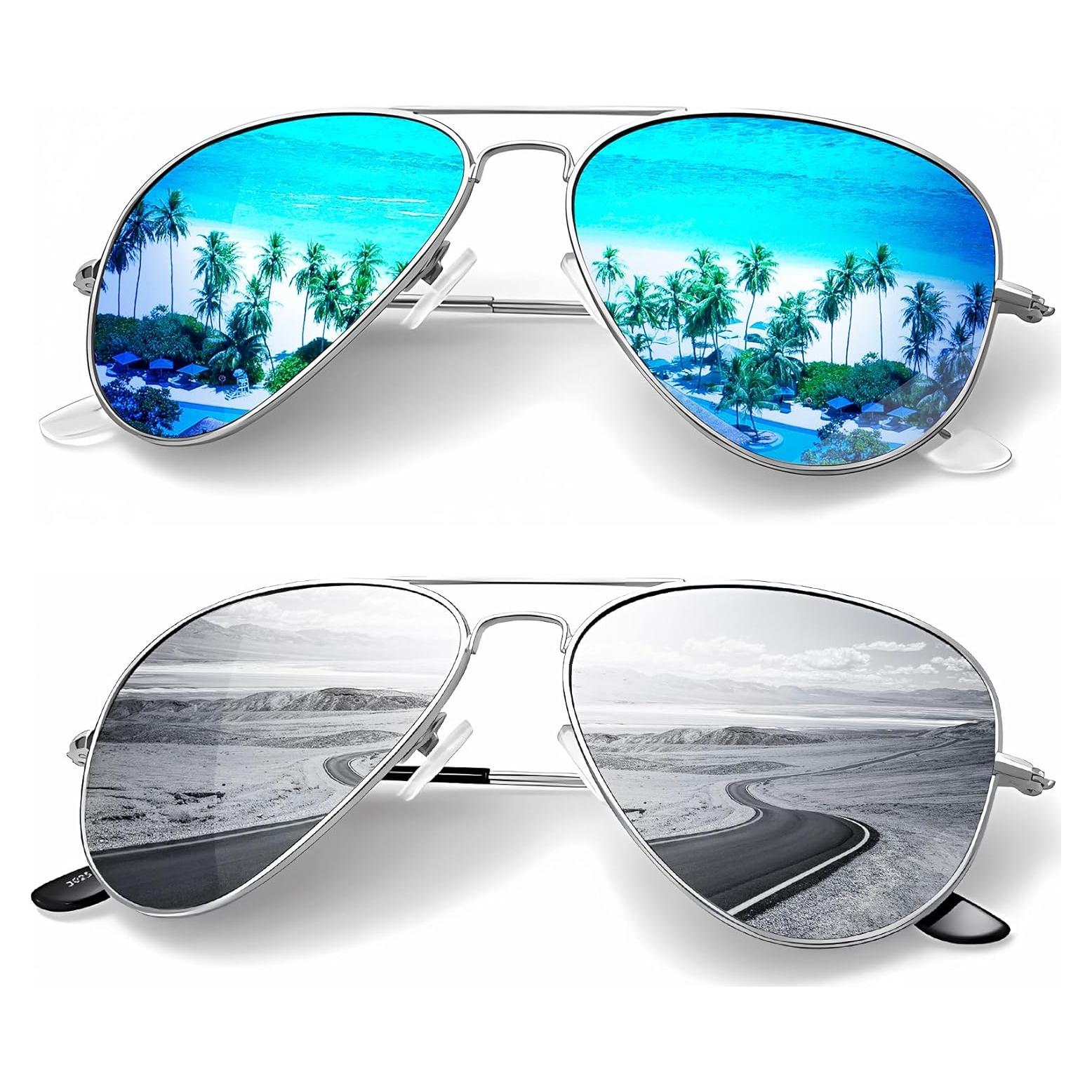 Gafas de Sol KALIYADI Aviador Polarizadas UV 2 Paquete