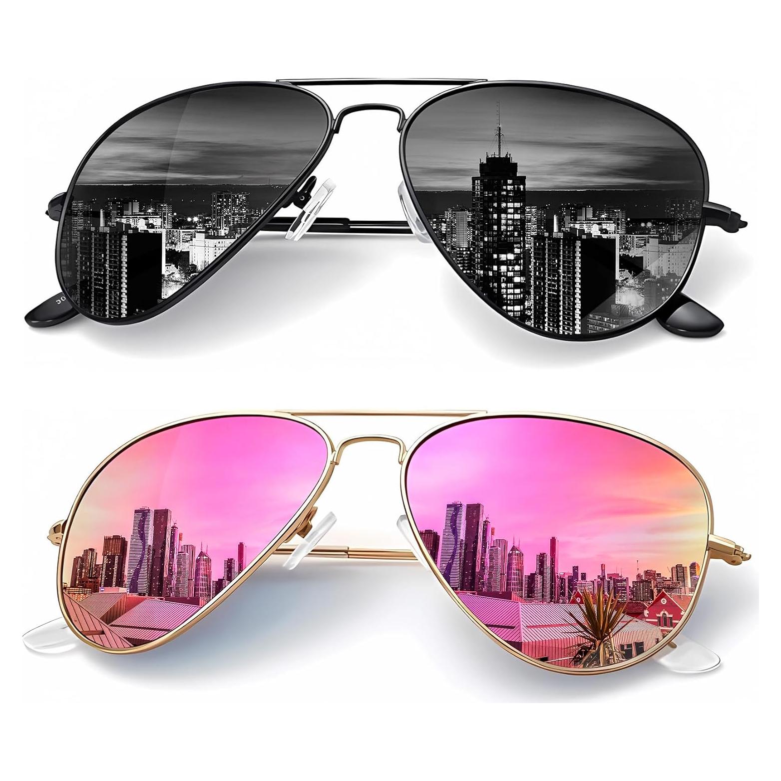 Gafas de Sol KALIYADI Aviador Polarizadas UV 2 Paquete