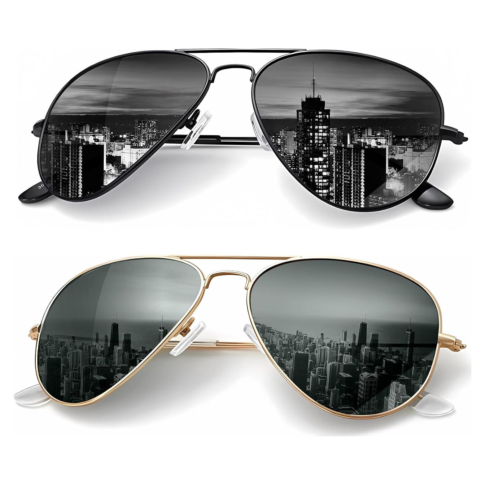 Gafas de Sol KALIYADI Aviador Polarizadas UV 2 Paquete