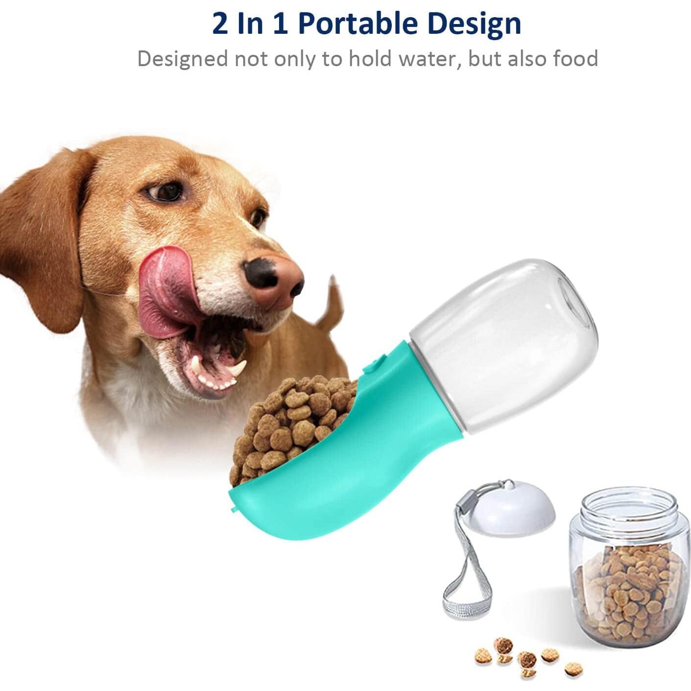 Botella de Agua WePet 350ml + 100g para Perros a Prueba de Fugas