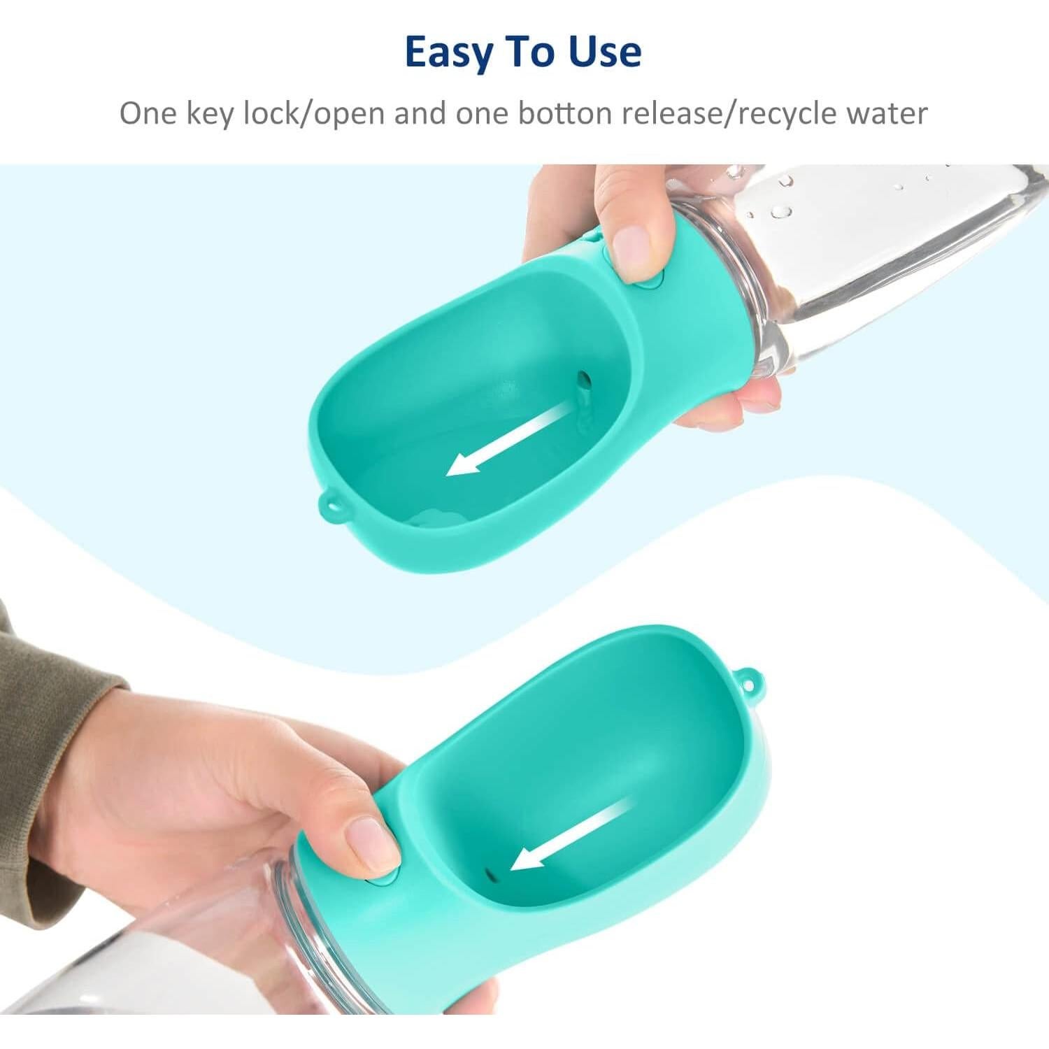 Botella de Agua WePet 350ml + 100g para Perros a Prueba de Fugas