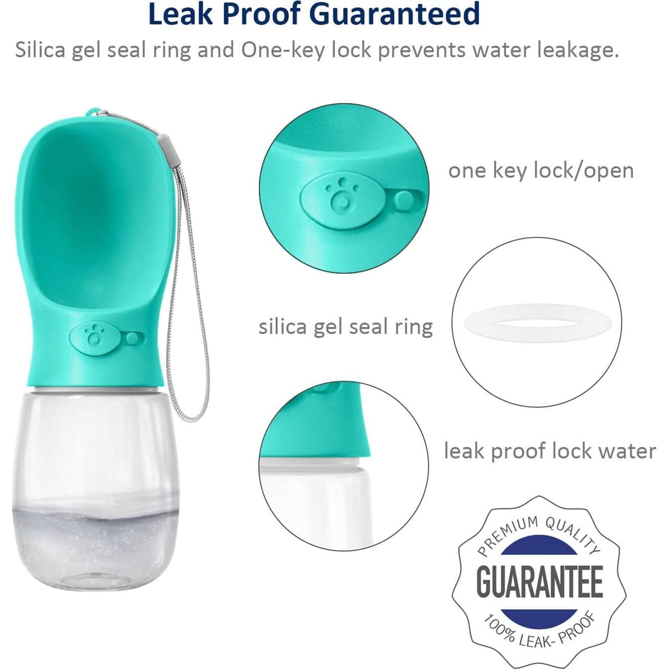 Botella de Agua WePet 350ml + 100g para Perros a Prueba de Fugas