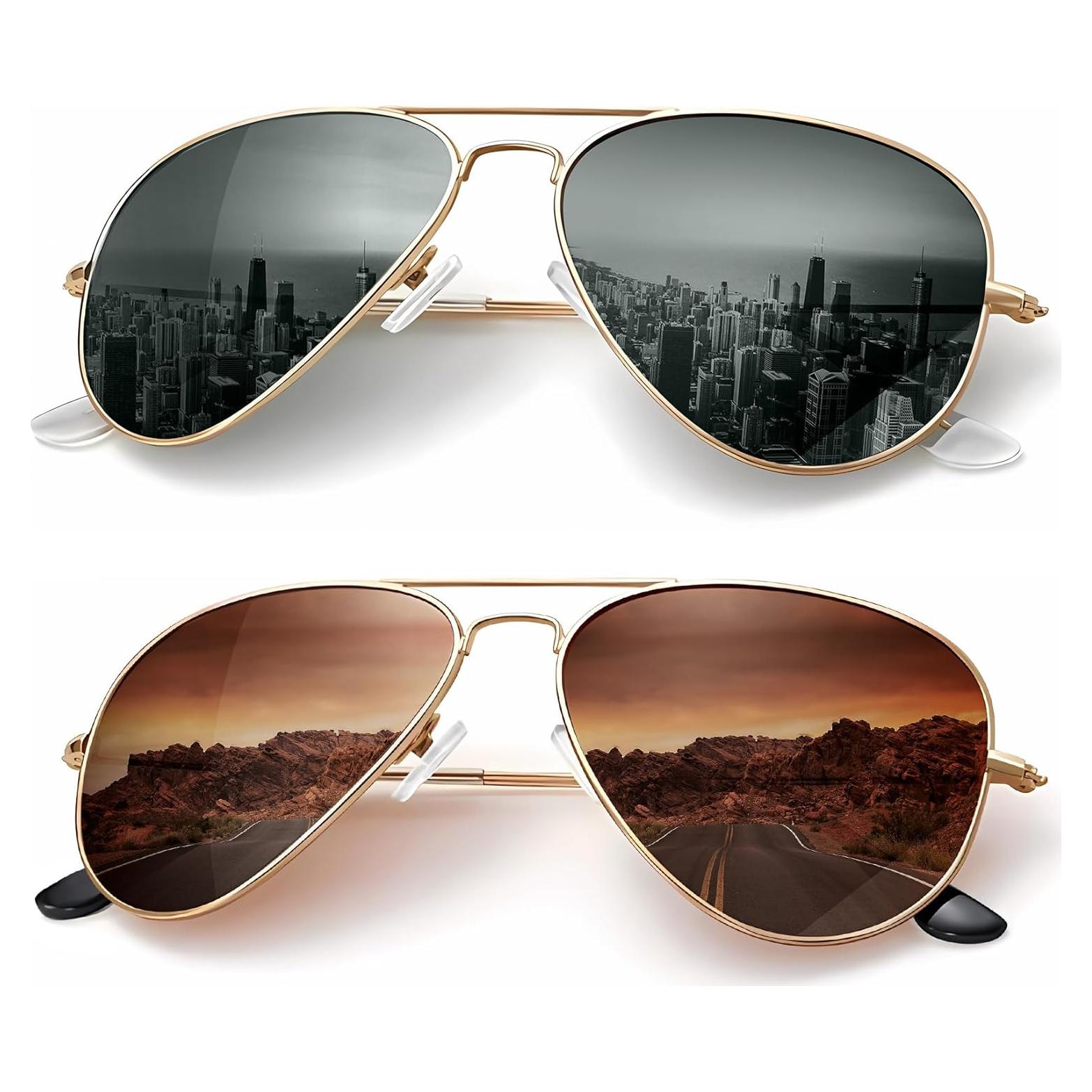 Gafas de Sol KALIYADI Aviador Polarizadas UV 58mm Verde/Marrón