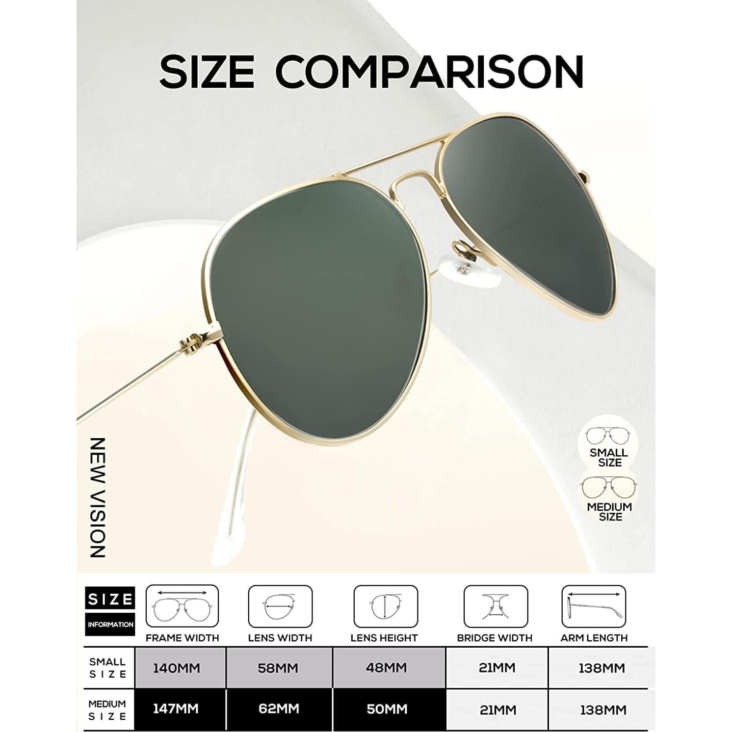 Gafas de Sol KALIYADI Aviador Polarizadas UV 3 Piezas