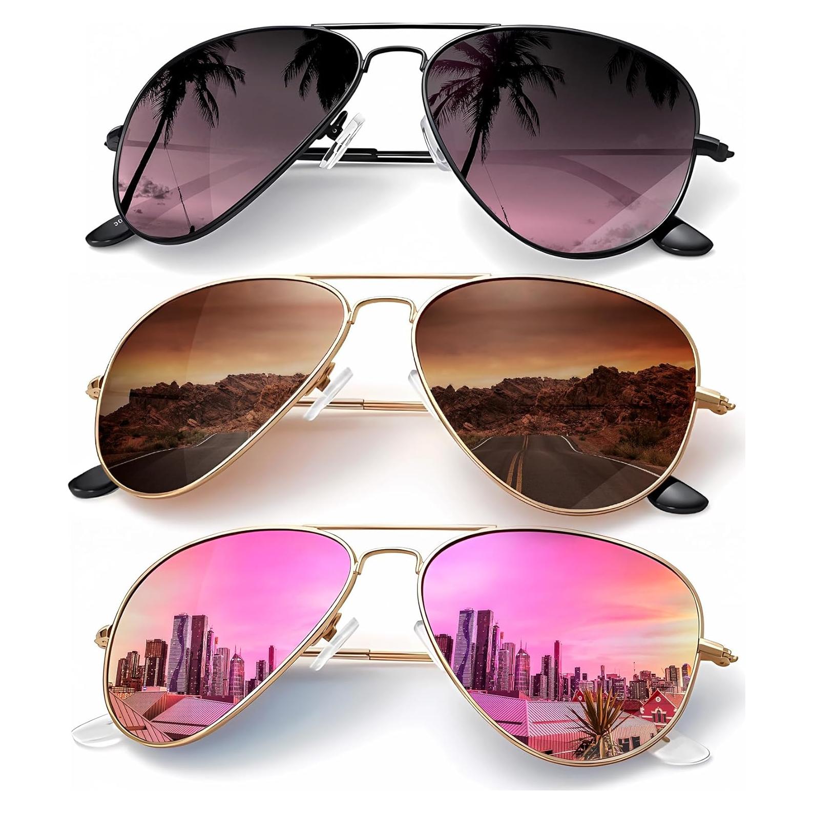 Gafas de Sol KALIYADI Aviador Polarizadas UV 3 Paquetes