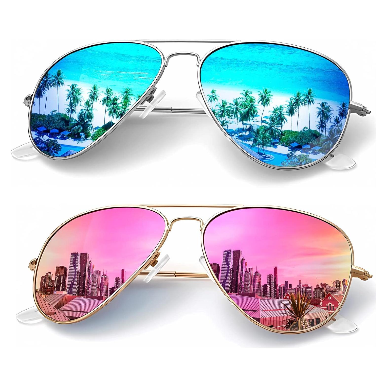 Gafas de Sol KALIYADI Aviador Polarizadas UV 2 Paquete