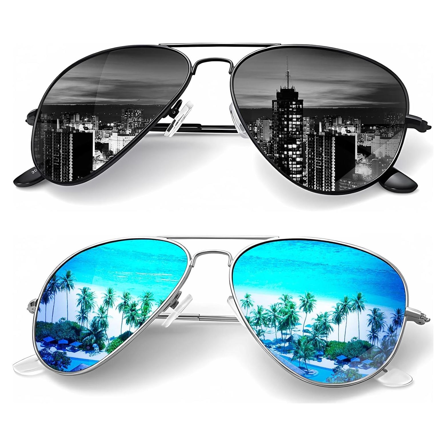 Gafas de Sol KALIYADI Aviador Polarizadas 2 Paquete