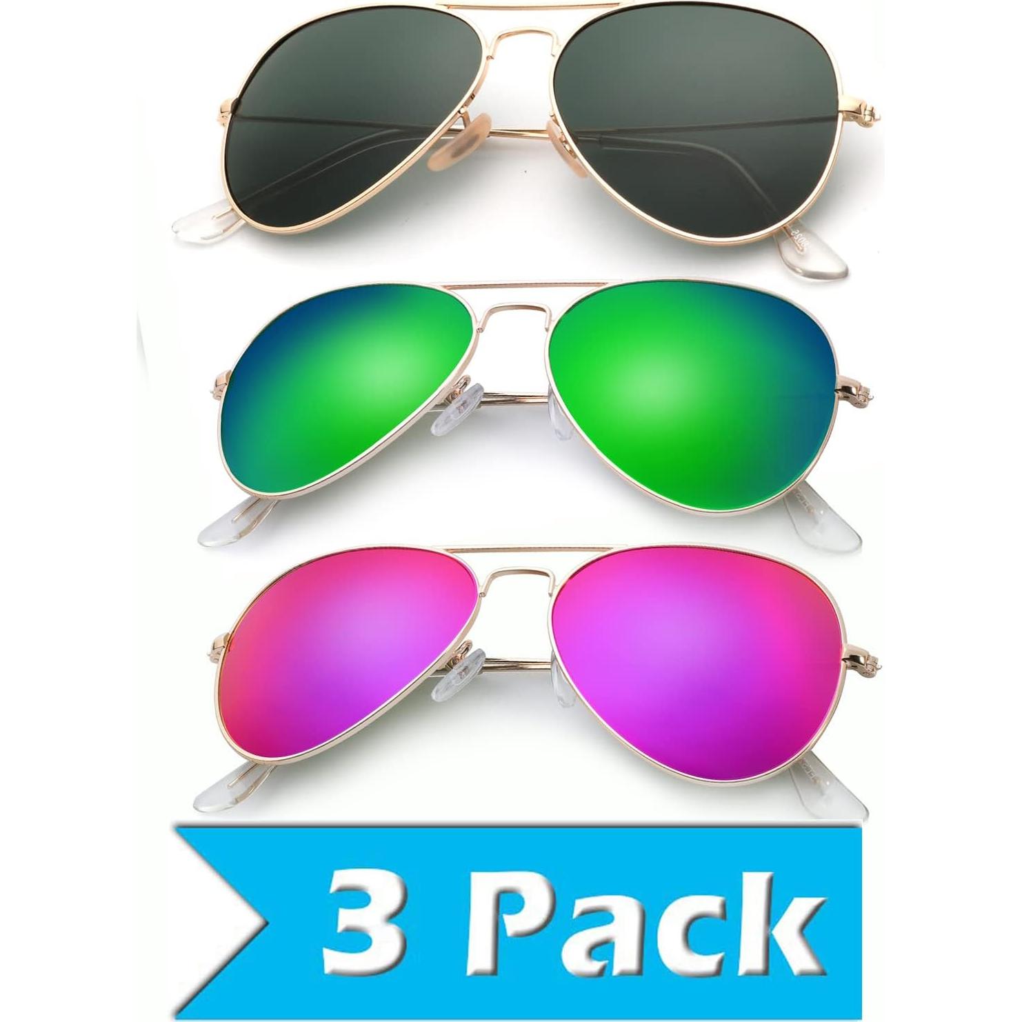 Gafas de Sol KALIYADI Aviador Polarizadas UV 3 Paquetes