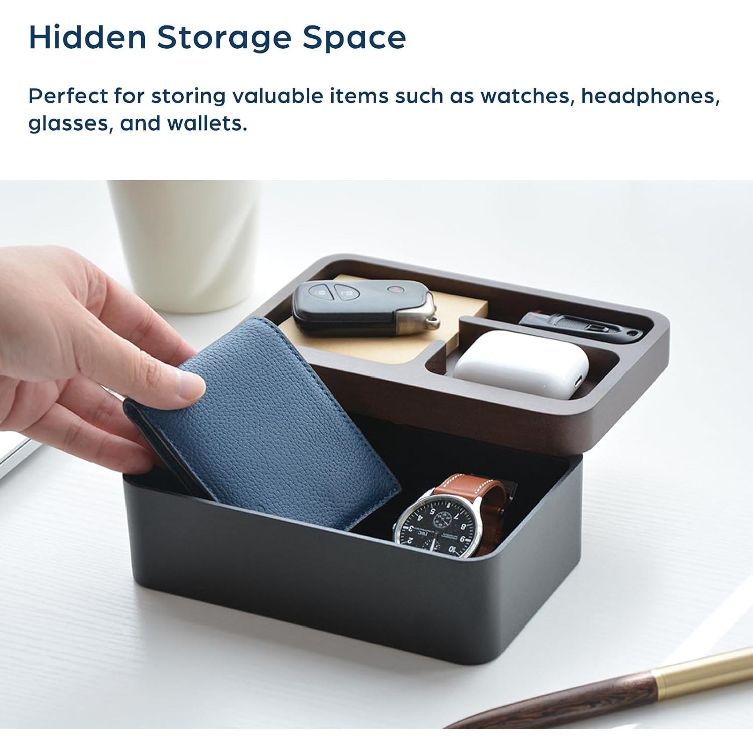 Caja Valet EDC Mordeco con Tapa Magnética de Madera Negra