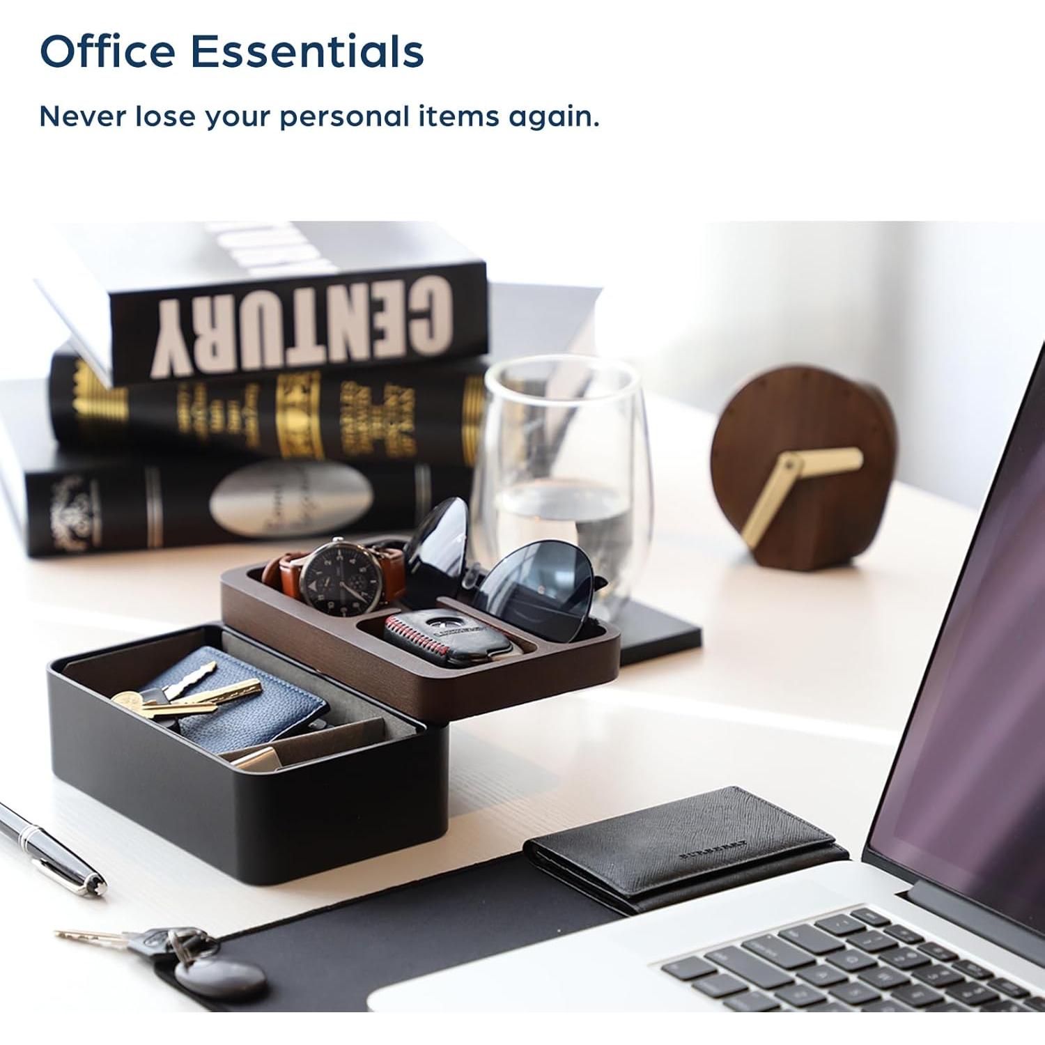 Caja Valet EDC Mordeco con Tapa Magnética de Madera Negra