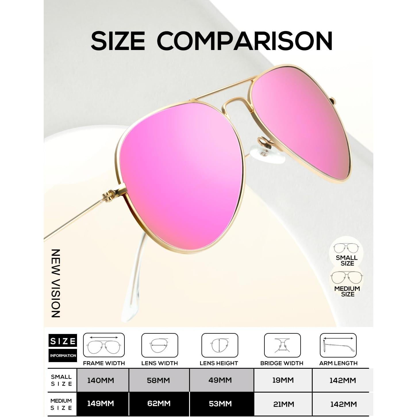 Gafas de Sol KALIYADI Aviador Polarizadas UV 62mm Rosa D