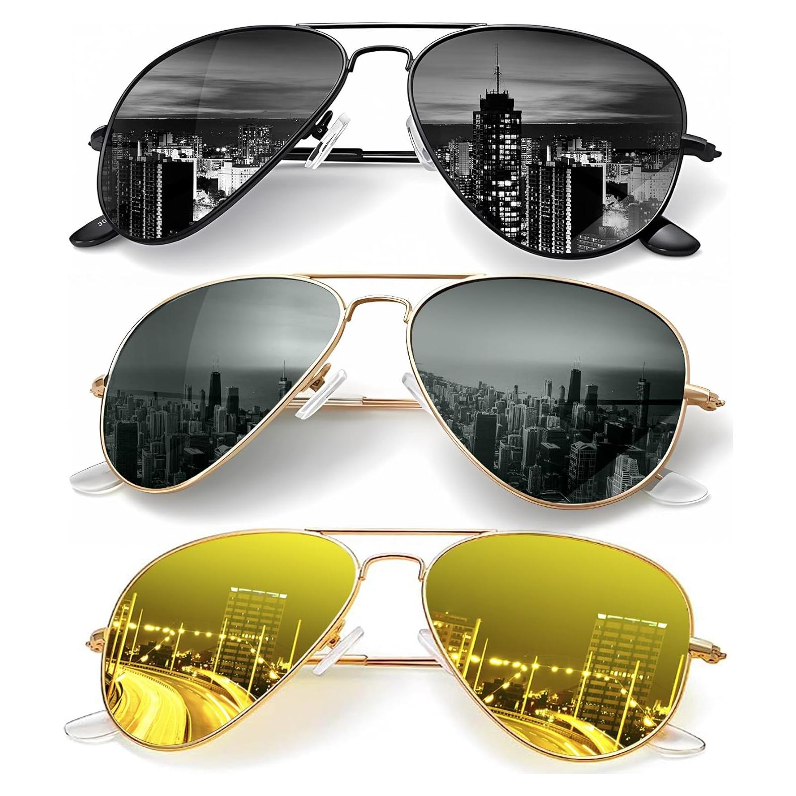 Gafas de Sol KALIYADI Aviador Polarizadas UV 3 Piezas