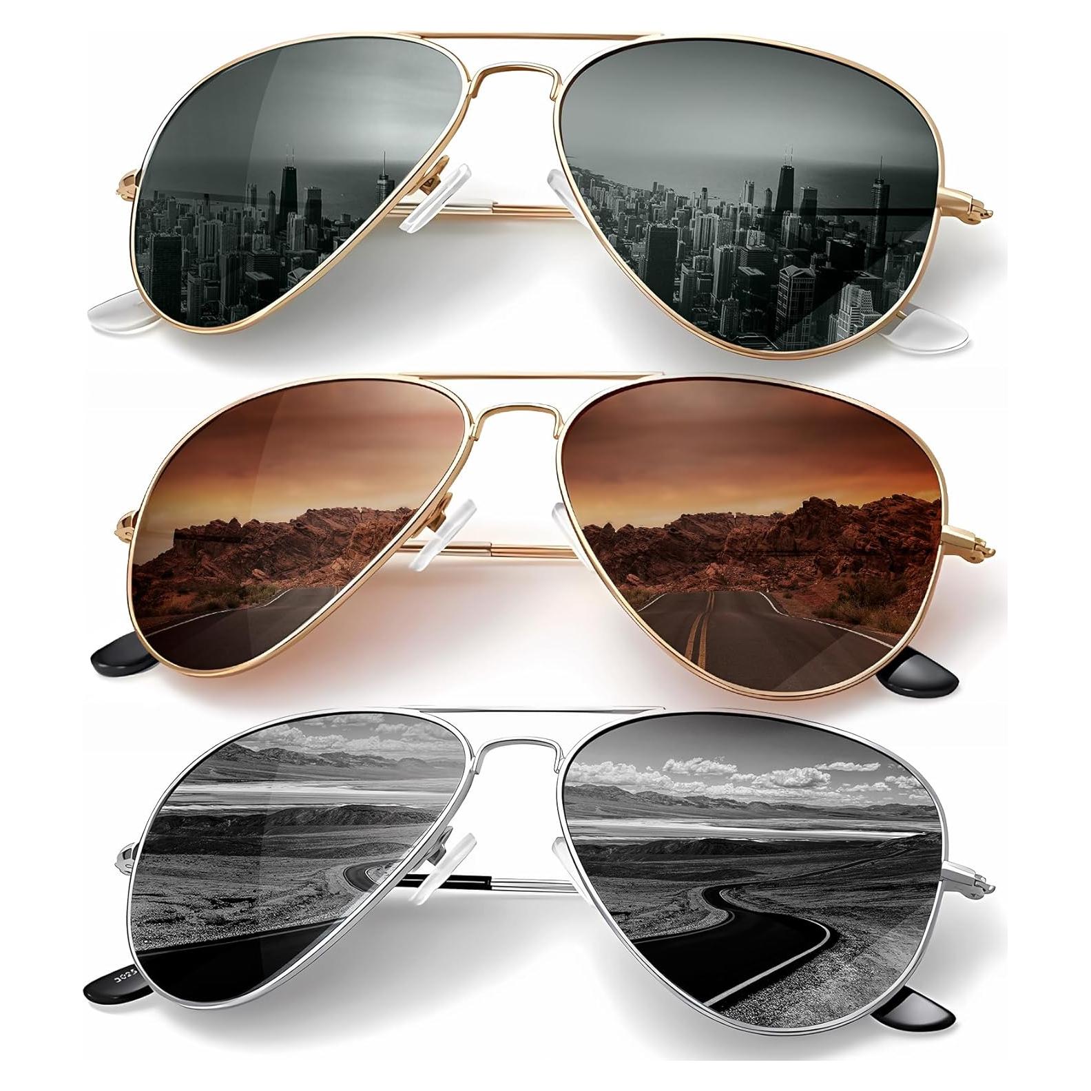 Gafas de Sol KALIYADI Aviador Polarizadas UV 3 Paquetes