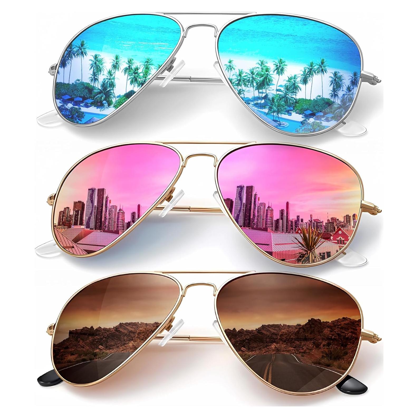 Gafas de Sol KALIYADI Aviador Polarizadas UV 3 Paquetes